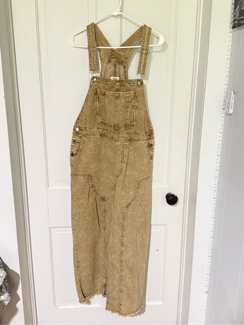 easel Tan Denim Overalls